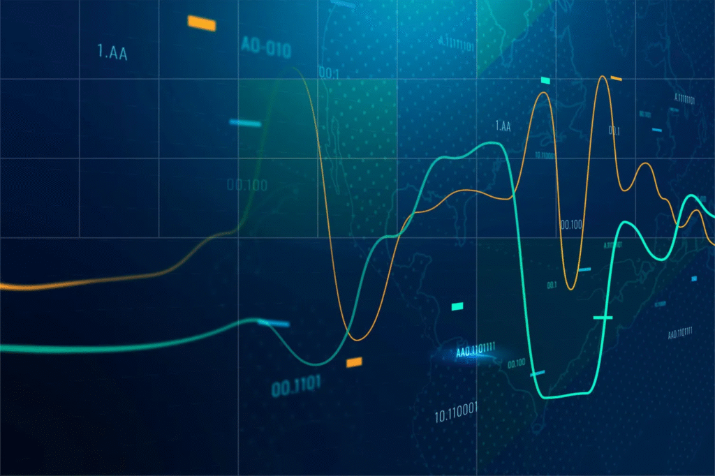 Futuristic visualization showing emerging trends in time series analysis