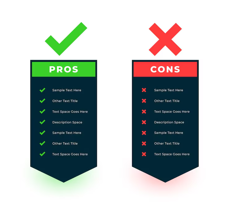 Chart showing pros and cons comparison