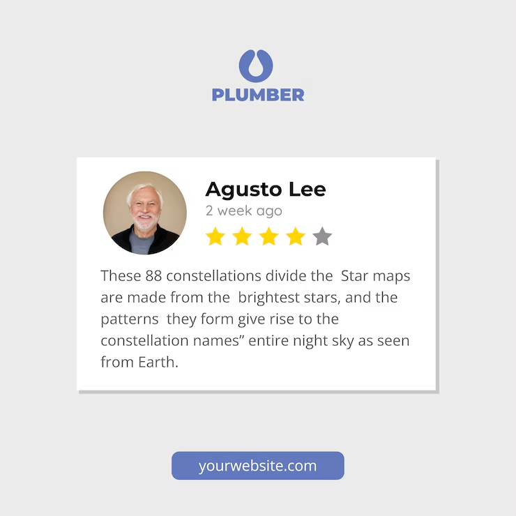 Testimonial quote with 5-star rating