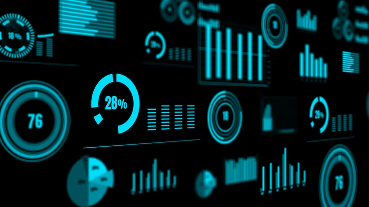 Futuristic dashboard showing big data in action