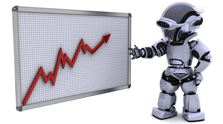 Illustration of AI bots managing a dashboard