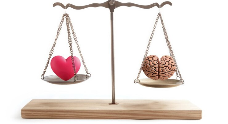 brain + candlestick chart or balance scale (logic vs emotion)