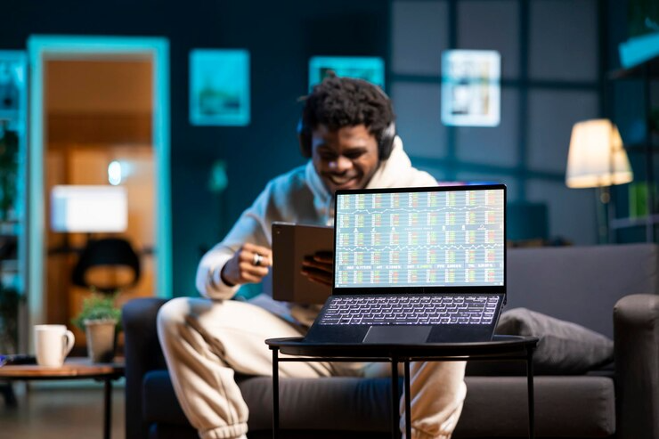 Person working on a laptop with icons of AI Automation, income, and affiliate tools