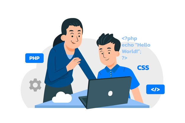 imgi 70 organic flat computer programming illustration 23 2148955256